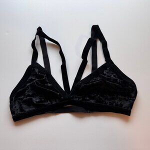 Black Velvet Strapy Elastic Bralette Handmade Etsy sz M/L